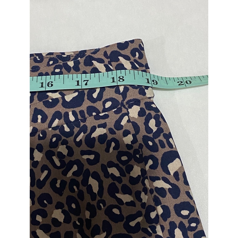 Rafaella Leopard Print Crop Pants Womens 18 Brown Navy Blue Stretch Waist Chic - Picture 7 of 10